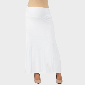 24seven Comfort Aapparel Maternity Solid Color Elastic Waist Maxi Skirt - 1 of 4
