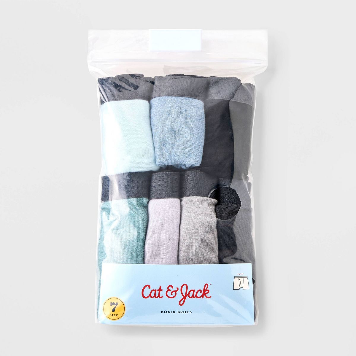 Boys' 7pk Boxer Briefs - Cat & Jack™ Heather Blue/Gray - thumbnail 2