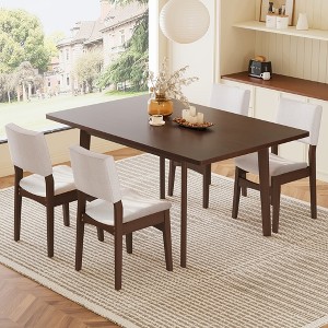 7/5 Piece Dining Table Set Dining Set for 6/4, Classic Kitchen Furniture Set with Upholstered Stackable Dining Chairs - ModernLuxe - 1 of 4