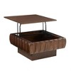 ACEPANO 31.1 in. W Square Lift-Top Coffee Table with Solid Wood Frame & Hidden Storage-Dark Brown - 4 of 4