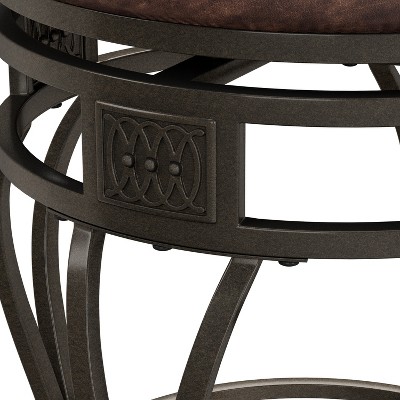 Brown Faux Leather Swivel Counter Stool with Steel Frame