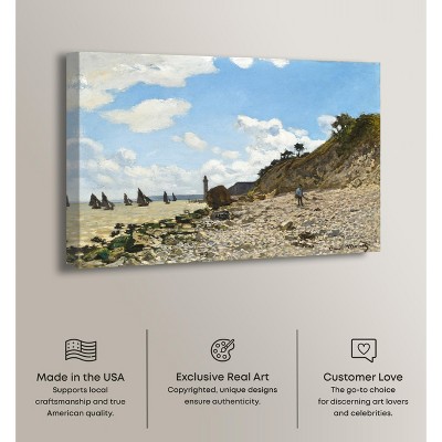 Monet The Beach at Honfleur Gallery Wrapped Canvas Wall Art