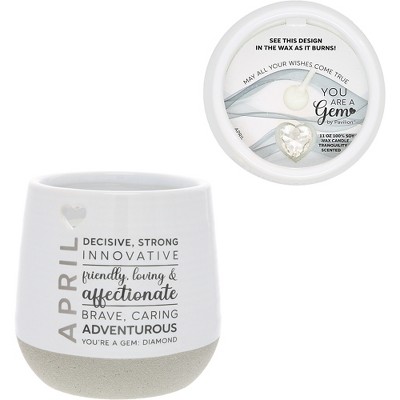 Pavilion Gift Company - April - 11 oz - 100% Soy Wax Reveal Candle with Birthstone Scent: Tranquility - Flame Candles