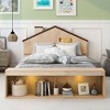 NicBex Full Size Platform Bed Wooden Bed Frame with House Shaped Headboard, LED Lights and Storage Space for Bedroom, No Box Spring Required - 2 of 4