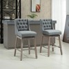 Resenkos Kitchen Counter Bar Chairs, Bar Stools,Bar Height Bar Stools Set of 2, 30" Seat Height Bar Chairs with Solid Wood Footrests, Gray - 2 of 4