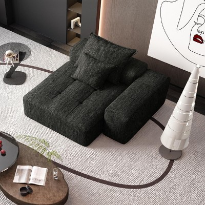 Modern Oversized Modular Sectional Sofa, Sofa with Sparkling Chenille Tufted Foam Pillows, DIY Combination Design Sofa-Baofuwish