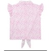 Girls Tie Front Knot Tops with Ruffle Sleeve Plaid Tops Tie Front Blouse Short Sleeve Button Down Shirts for Toddler Girls - 4 of 4