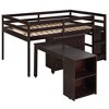 PAGED Simple Wooden Low Loft Bed Bunk Bed with Movable Desk, Twin Size Bed Frame with Storage, Ladder and Guardrail for Kids, Teens - 3 of 4