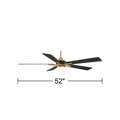 52" Black and Brass Modern Ceiling Fan with LED Light and Remote