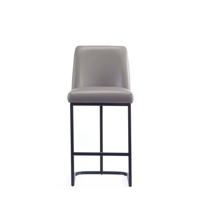 Gray Leatherette and Metal Counter Height Barstools, Set of 3