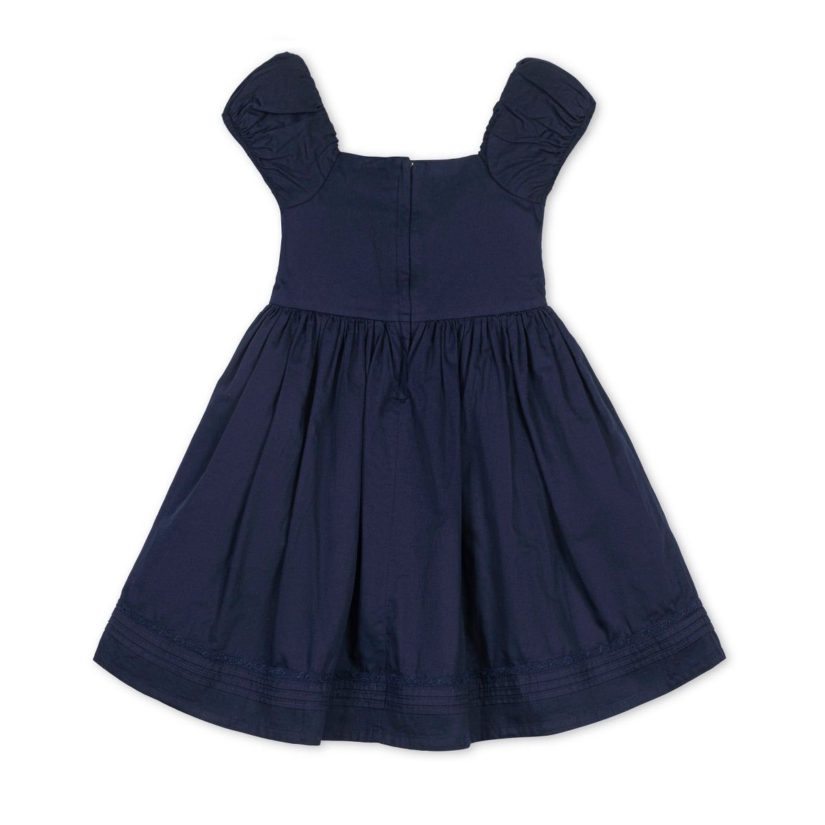 Hope & Henry Girls' Organic Puff Sleeve Pintuck Sateen Party Dress, Kids - thumbnail 6