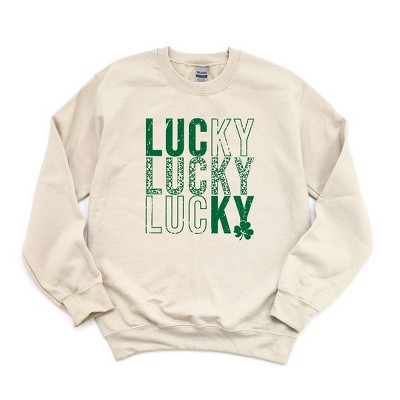 Simply Sage Market Women's Graphic Sweatshirt Lucky Stacked Distressed