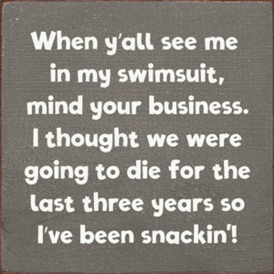 Slickblue Humorous Summer Quote Sign – Swimsuit Body Joke – 7x7 Rustic Wall or Shelf Décor, Color Options - 1 of 3