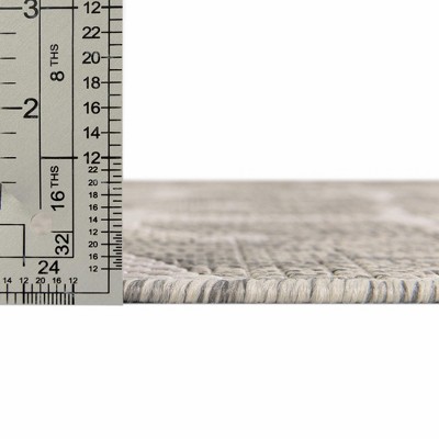 Gray Square Stain-Resistant Synthetic Outdoor Rug