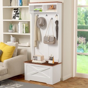 Hrinhom 70.9"H Home Wardrobe with 5 Hooks + Sitting Storage Box - 1 of 4