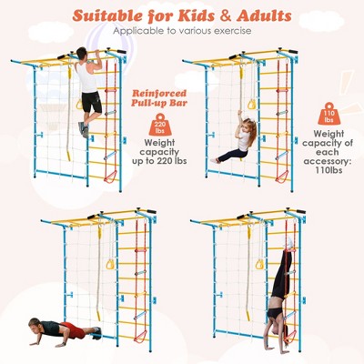 Yellow and Blue 7-in-1 Kids Indoor Climbing Gym with Wall Ladder