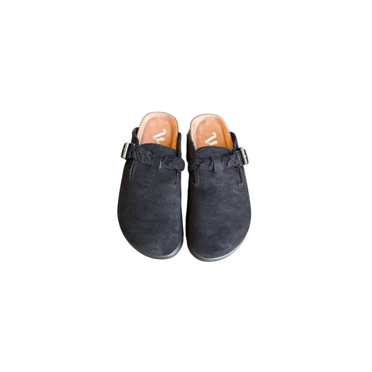 Женские сабо Very G Womens Cali Braided Buckle Faux Suede Mule Slip On Shoe, Black (11) — фото 3