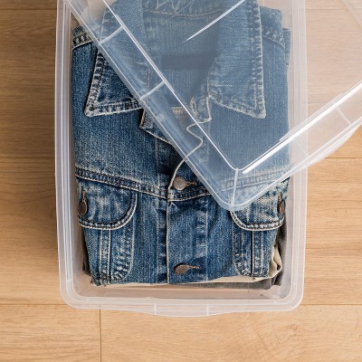 Clear Stackable Plastic Storage Bins with Lids, 12 Pack