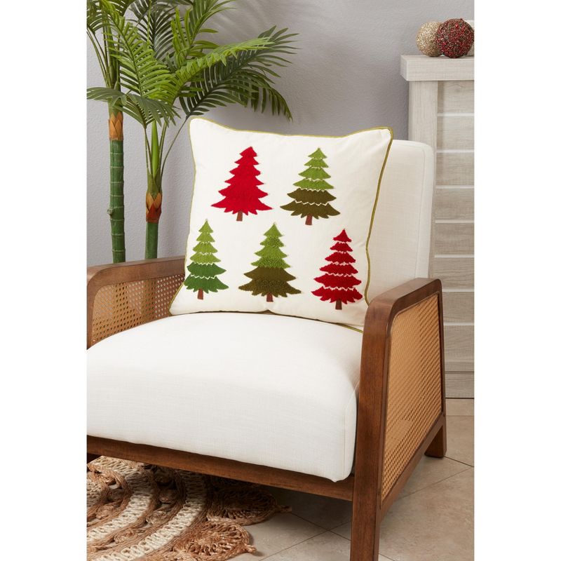 Saro Lifestyle Cotton Throw Pillow With Christmas Tree Embroidery And Poly Filling, 3 of 4