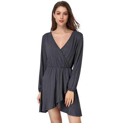 Women's Cross V-Neck Wrap Ruffle Party Mini Dress