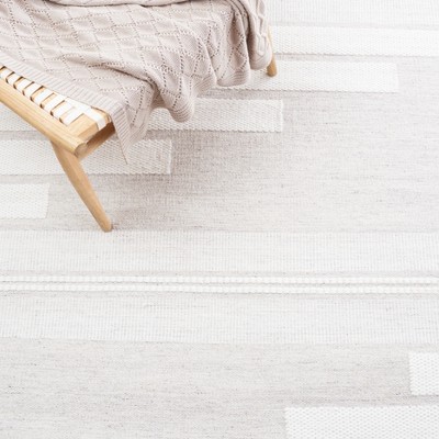 Ivory and Beige Handmade Flatweave Kilim Rug