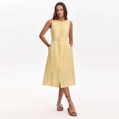 Женские платья A New Day Women's Belted Midi Dress - A New Day™ Yellow L — фото 3