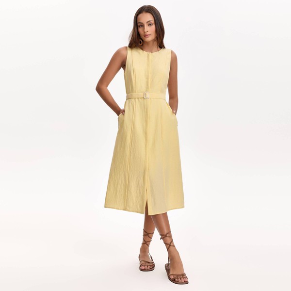 Vestido midi con cinturón - A New Day™ Amarillo 3
