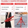 V-Head Pipe Stand - 2500 Lbs Capacity | Fits 1/2" to 12" Pipes, 20"-37" Adjustable Height, Heavy-Duty Folding Design - 4 of 4