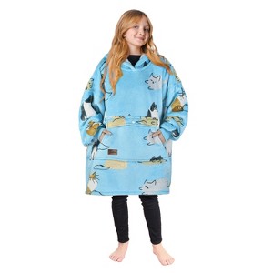 Tirrinia Girls Boys Blanket Hoodie Sweatshirt, Oversized Fleece Pullover, Hooded Fleece Lined Blanket, Christmas Gift for Kids Teens, Youth - 1 of 4