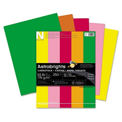 Neenah Paper Astrobrights Colored Card Stock 65 lb. 8-1/2 x 11 Assorted 250 Sheets 21003