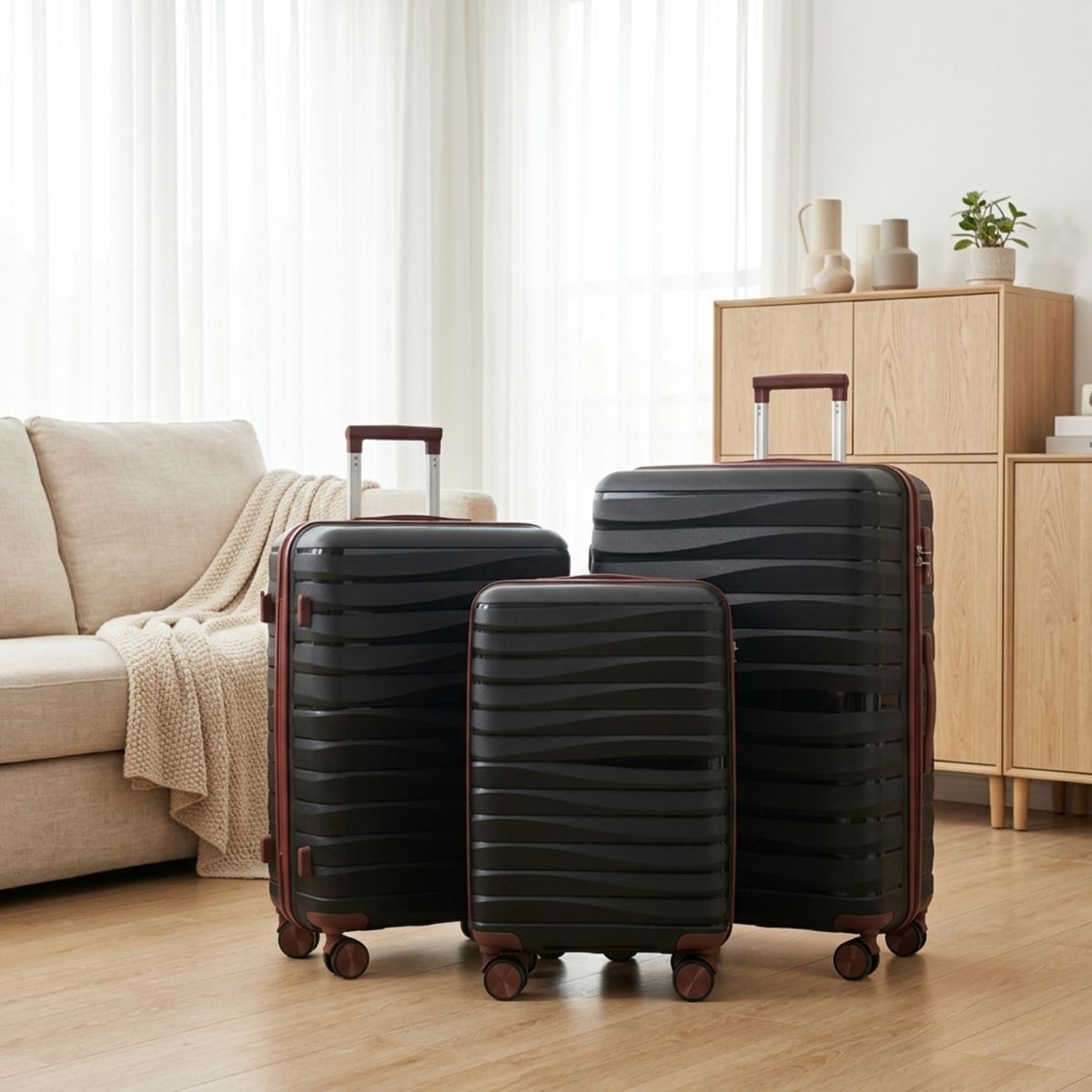 Polibi Hardshell Luggage Set 3 Piece, 20/24/28 Inch Suitcase with Spinner Wheels TSA Lock - thumbnail 2