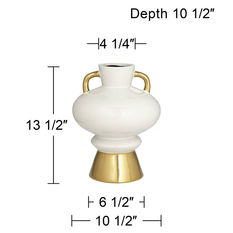 Studio 55D Clementine 13" High White Ceramic Vase with Handles, 4 of 9