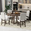 5 Pieces Extendable Dining Set for 4, Round Table with Leaf and 4 Upholstered Chairs - 3 of 4