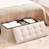 Itopfox Folding Ottoman Storage Bench with Flipping Lid, Small Foot Rest Stool for Bedroom, Living Room, Entryway in Faux Leather Ivory - 4 of 4