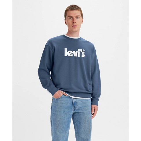 Levi's® Men's Relaxed Fit Pullover Sweatshirt - Dark Teal Blue Xl : Target