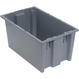 Quantum Storage Systems Stack And Nest Tote, 18"W X 11"D X 9"H, Heavy Duty, 0.76 Cu. Ft. Capacity, Gray Polypropylene - 1 of 2
