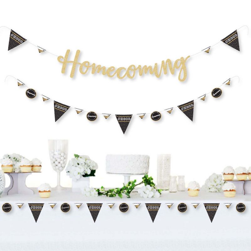 Big Dot of Happiness Hoco Dance - Homecoming Letter Banner Decoration - 36 Banner Cutouts and No-Mess Real Gold Glitter Homecoming Banner Letters, 3 of 10