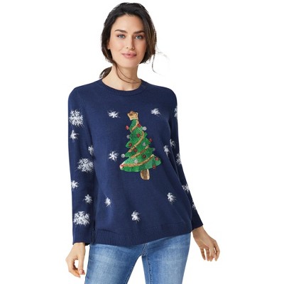 Ellos Women's Plus Size Embellished Holiday Pullover Sweater : Target