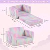Angel Sar Kids Foldable Sofa Bed, All-Sponge Chaise Lounge with Spray-Print Fabric, 2-in-1 Convertible Single Bed for Children, Slant Peach Color - 4 of 4