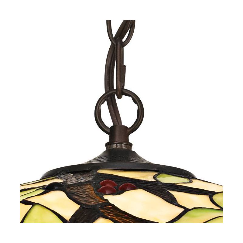 Robert Louis Tiffany Bronze Plug In Swag Pendant Chandelier 20" Wide Mission Garden Birds Stained Glass 3-Light Fixture for Dining Room Kitchen Island, 5 of 9