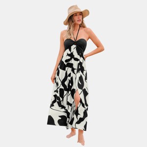 Women's Captivating Monochrome Maxi Dress with Thigh-High Slit - Cupshe - 1 of 4