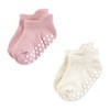 Touched by Nature Infant Girl Organic Cotton Socks with Non-Skid Gripper for Fall Resistance, Soft Pink Neutral - 4 of 4