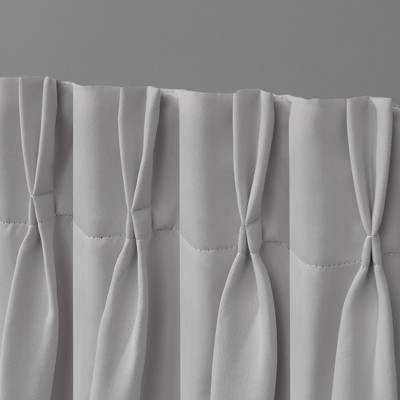 Silver Sateen Blackout Pinch Pleat Back Tab Curtain Panels, 84" Length