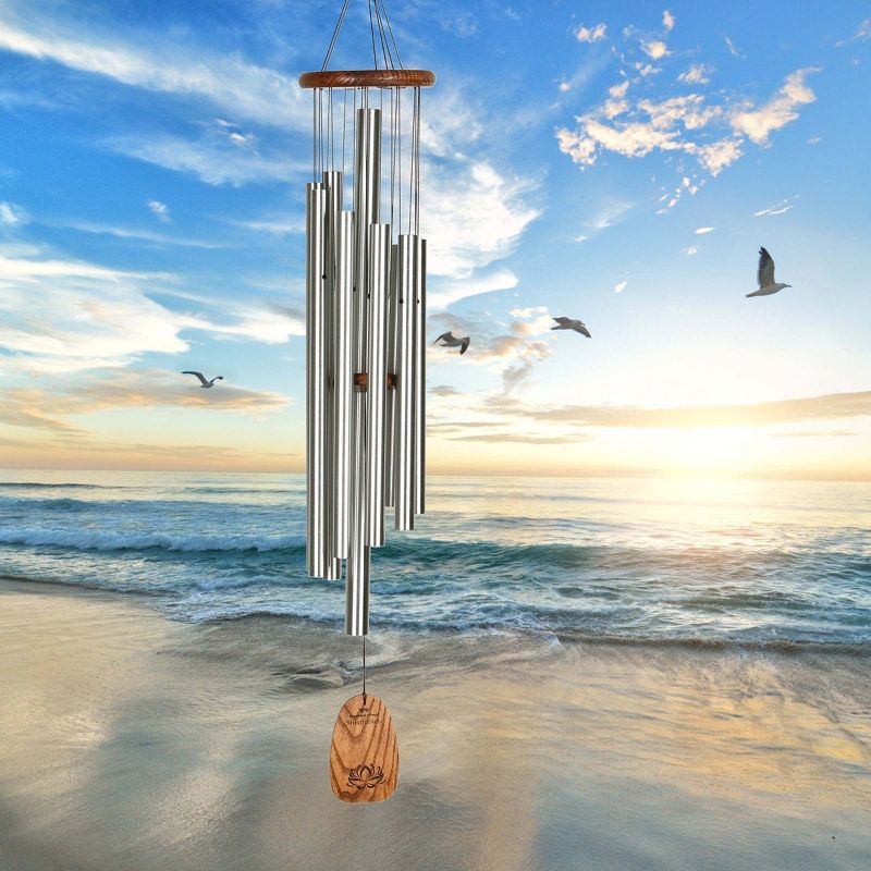 Woodstock Wind Chimes Signature Collection, Woodstock Mindfulness Chime Silver Wind Chime, 3 of 10