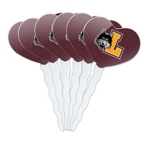 Loyola University Chicago Primary Logo Heart Love Cupcake Picks Toppers Decoration Set of 6 - 1 of 4