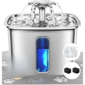 Automatic Pet Water Fountain for Cats & Dogs, Stainless Steel Water Dispenser with Filter - 1 of 4