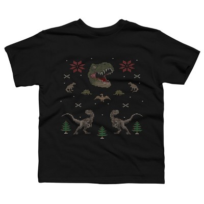 Boy's Design By Humans Ugly Dino Christmas Sweater By AnotheHero T-Shirt