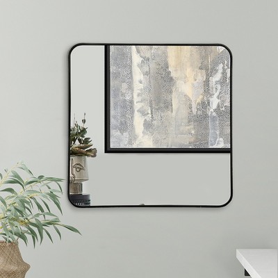 Americanflat - 23x23 Black Framed Square Shaped Mirror with Metallic Accent for Bedroom Living Room Bathroom