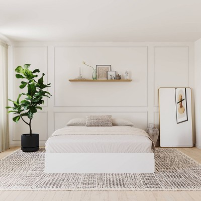 Reversible Full/Double White Wood Frame Storage Bed with 3 Drawers