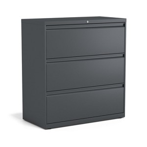 Staples 3-Drawer Lateral File Cabinet Letter/Legal Size Lockable 40.25"H x 36"W x 18.63"D Charcoal - 1 of 4